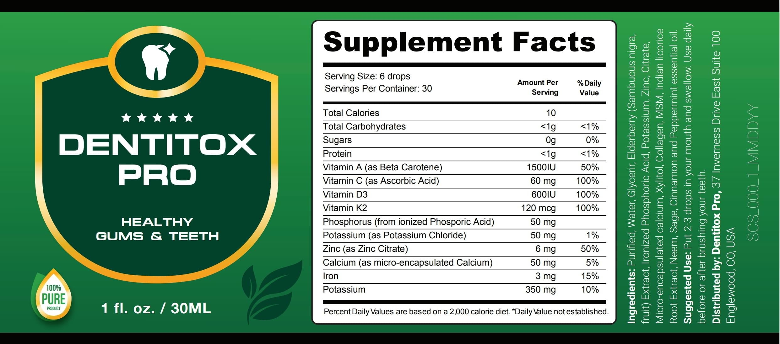 DentitoxPro Supplement Facts